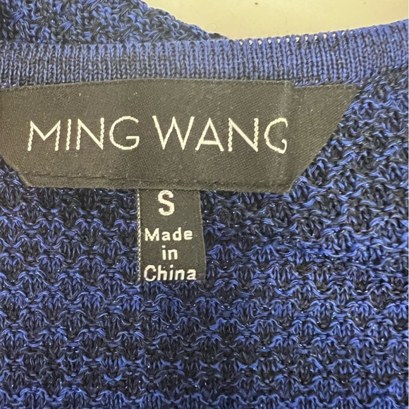 Ming Wang Cobalt Blue Beaded Ruffle Sleeve Blazer Jacket Size Small - Picture 4 of 9